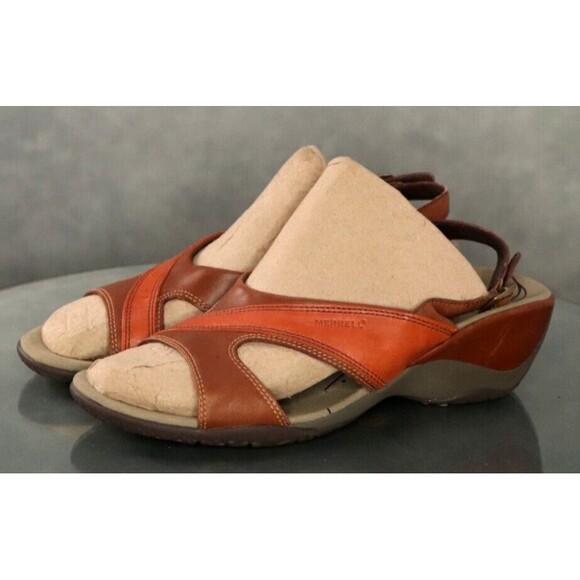 Merrell Primrose Women's Wedge Sandals Size 10 Leather Brown - Picture 1 of 12